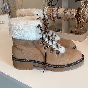 Furry combat boots 8